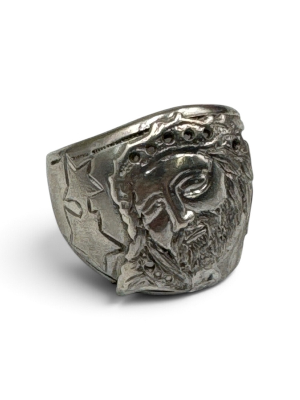 Vintage 925 Sterling Silver Jesus Crown of Thorns Cross Ring Size 10